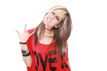 Image showing Portrait of a beautiful young female rock singer 