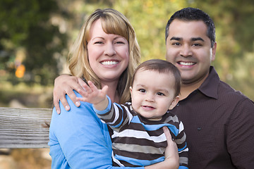 Image showing Happy Mixed Race Ethnic Family Posing for A Portrait