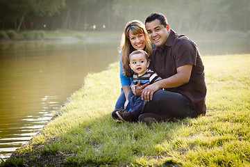 Image showing Happy Mixed Race Ethnic Family Posing for A Portrait