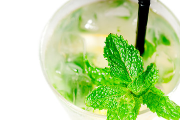 Image showing mojito caipirina cocktail with fresh mint leaves