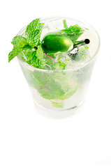 Image showing mojito caipirina cocktail with fresh mint leaves