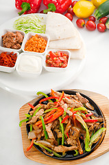 Image showing original fajita sizzling hot  on iron plate