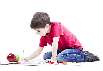 Image showing Boy drawing