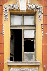 Image showing Old window with broken glass