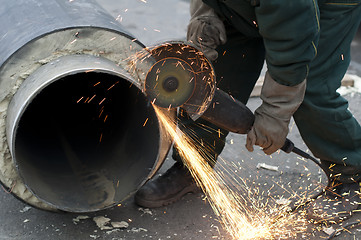 Image showing Cutting of pipes