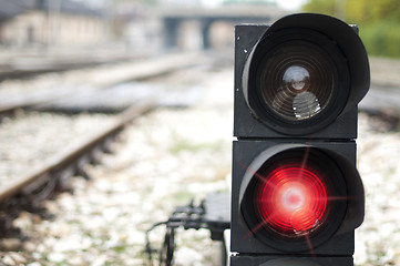 Image showing Traffic light shows red signal 