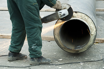 Image showing Cutting of pipes