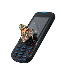 Image showing butterfly on mobile phone