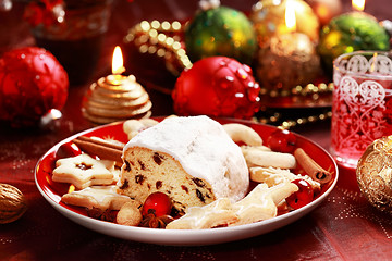 Image showing Christmas stollen with gingerbread