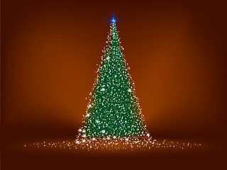 Image showing Abstract green christmas tree on brown. EPS 8