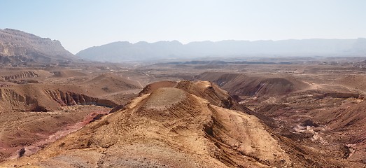 Image showing Scenic desert landscape in the Small Crater (Makhtesh Katan) in Israel's Negev desert