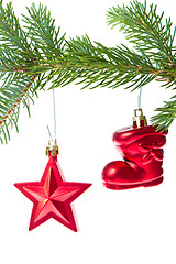 Image showing red christmas decoration on the tree