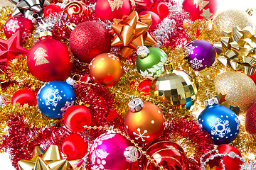 Image showing christmas balls and tinsel