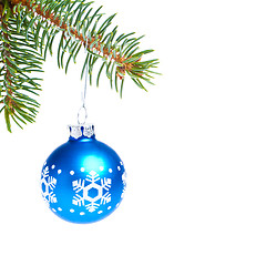 Image showing ball hanging from spruce christmas tree