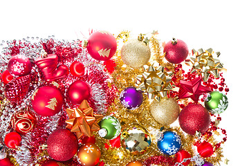 Image showing christmas balls and tinsel