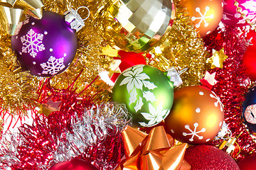 Image showing christmas balls and tinsel