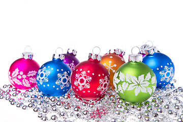 Image showing christmas balls with snowflake symbols