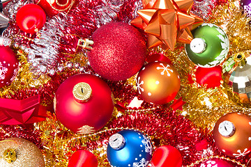 Image showing christmas balls and tinsel