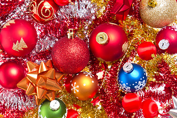 Image showing christmas balls and tinsel