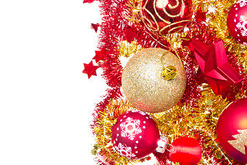 Image showing christmas balls and tinsel