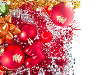 Image showing christmas balls and tinsel