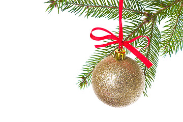 Image showing christmas balls hanging from tree