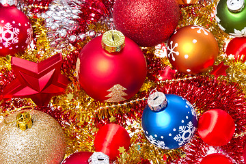 Image showing christmas balls and tinsel