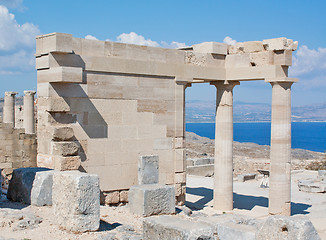 Image showing Ruins of the Temple of Athena Lindia in Lindos, Rhodes, Greece