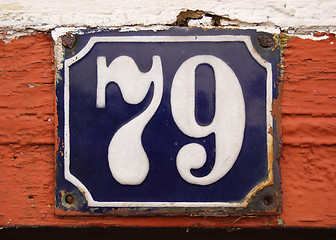 Image showing House number tile plaque with floral ornament