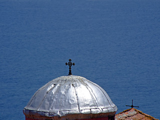 Image showing Greek church roof