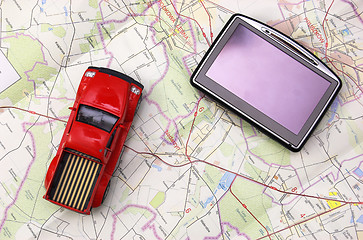 Image showing GPS and car on map