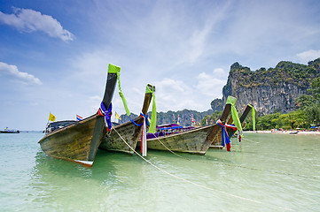 Image showing Longtail boats in Thailand