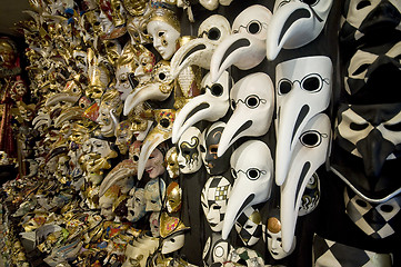 Image showing A lot of venetian carnival masks