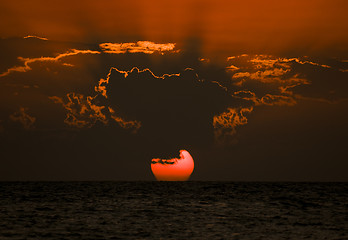 Image showing Sunset over ocean