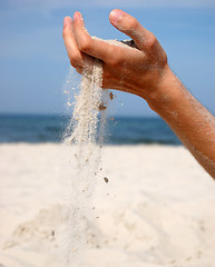 Image showing Sand falling from the man's hand 