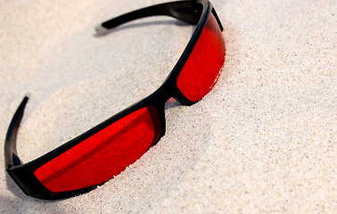 Image showing sunglasses on sand