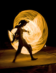 Image showing Man dancing with fire