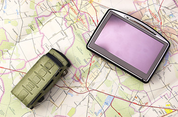 Image showing GPS and car on map