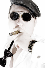 Image showing Big boss smoking cigar