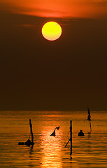 Image showing Sunset over ocean