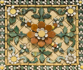 Image showing Old floral, ceramic tile
