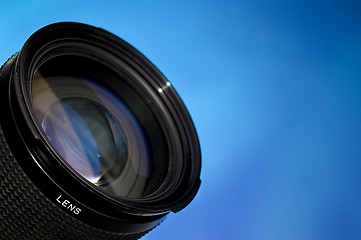 Image showing Photography lens over blue