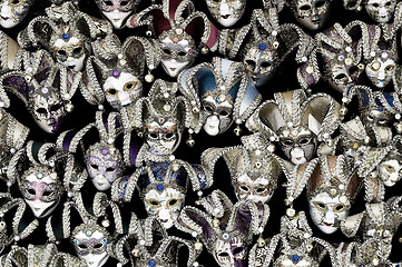 Image showing A lot of venetian carnival masks