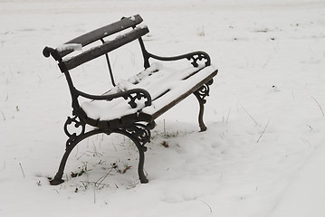 Image showing Bench in snow