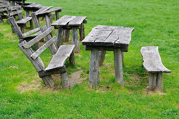 Image showing Wooden bench in park