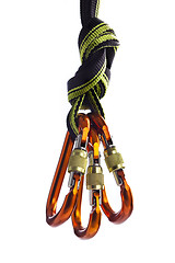 Image showing Carabiners on the rope