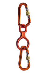 Image showing Carabiners chained 