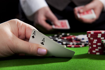 Image showing Texas holdem ace pair