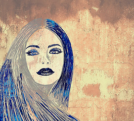 Image showing graffiti woman on wall