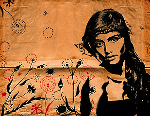 Image showing graffiti woman on wall